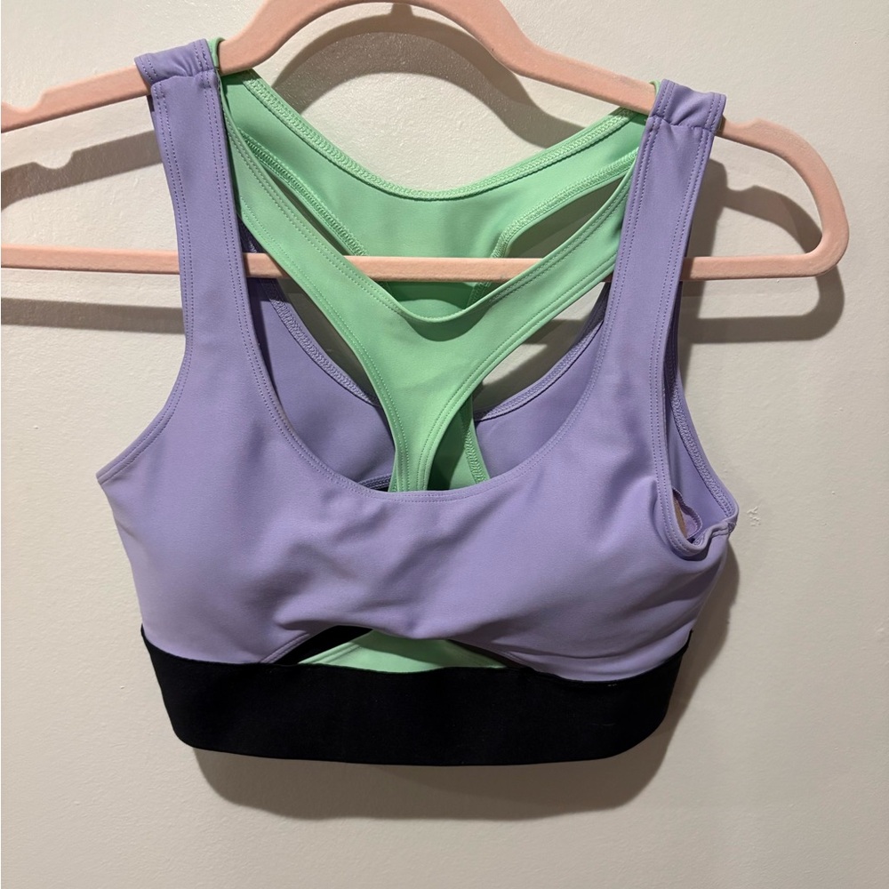 ALO Yoga Purple and Green Medium-Support Sports Bra